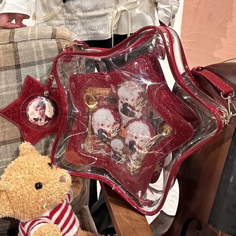 Anime Y2K Tote Bag Itabag Glitter Star Shaped Clear With Insert, Panel Cute Display Crossbody, Shoulder Handbag Gift For Girls