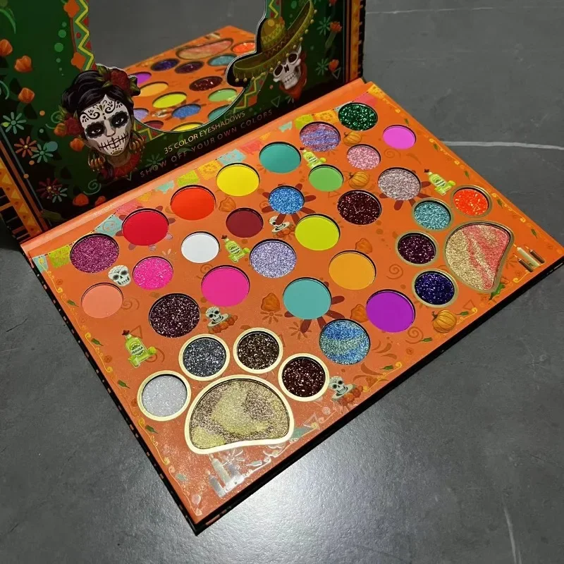 Schedel Oogschaduwplaat Glinstert Matte Lovertjes Oogschaduw Kleurrijke Podiumbal Toegewijd Halloween Oogschaduw Schoonheid