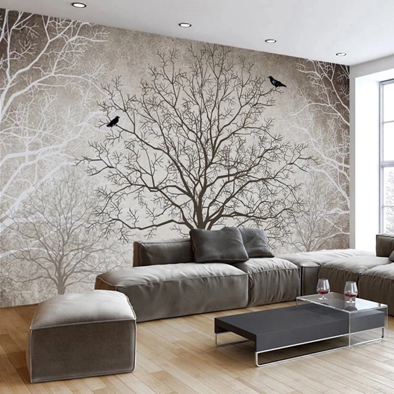 Custom 3D Photo Retro Abstract Tree Branches Bird Wallpaper Mural Living room TV background wall bedroom restaurant study Hotel
