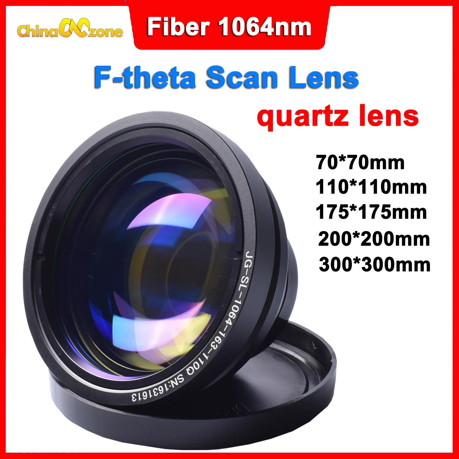 Quartz Field Lens F-theta Scan Lens 1064nm length 100-420mm for 100W 200W Fiber Laser Marking Machine