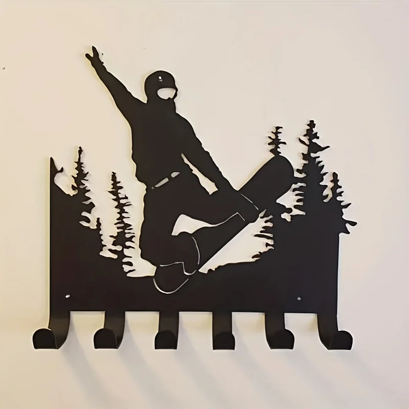 

New Ski Hook Metal Wall Art Wall Decoration Ski Rack Metal Crafts Home Decoration Hanging Umbrella Practical Decorations