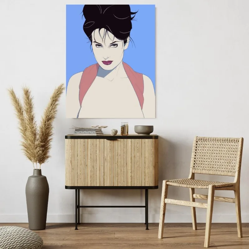 Patrick Nagel Art Print Canvas Poster Retro Vintage 80s Woman Portrait Minimalist Wall Art Glam Aesthetic Home Room Decoration