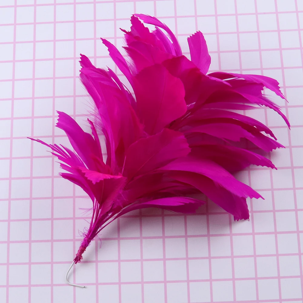 Rose Goose Feathers Craft Flowers for Party Carnival Clothing Corsages Headdress Handwork Plumes Decoration Accessory 10-12 Inch