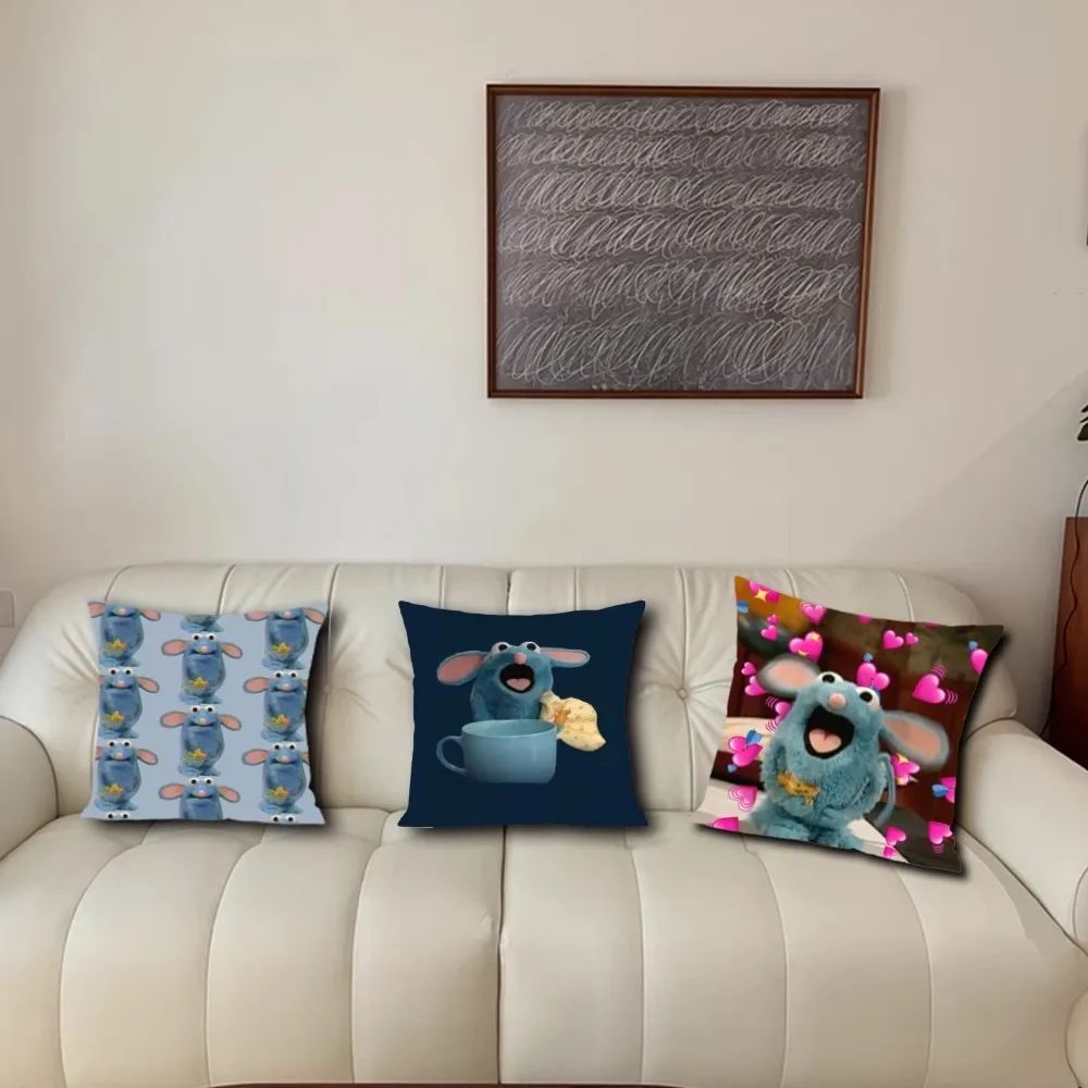 TV Blue Mouse T-Tutter Cute meme Pillow Case Living Room Accent Couch Back Support Square Lounge Restful Nap Companion ﻿