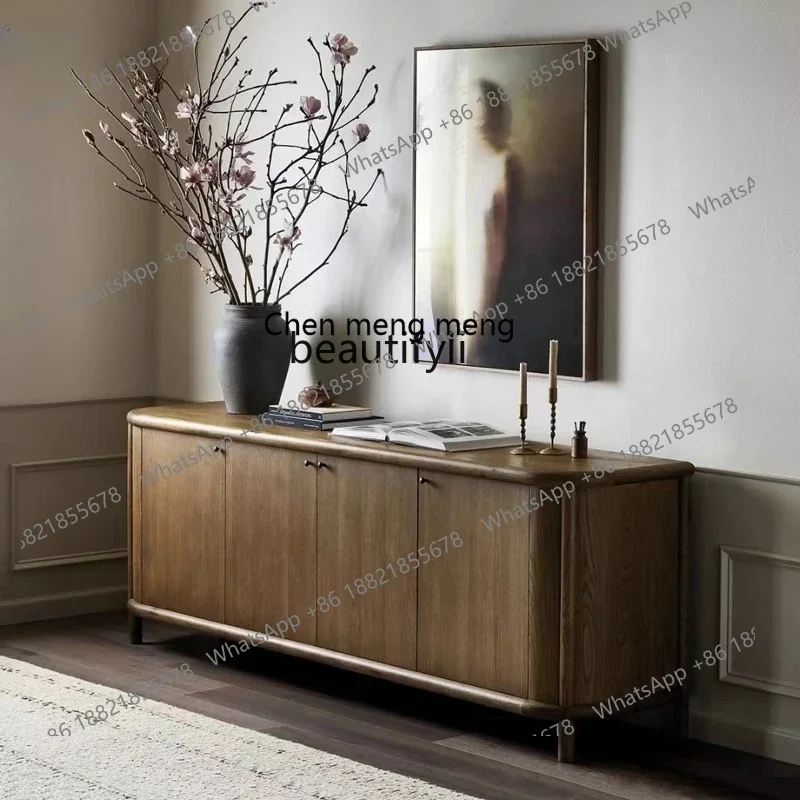

E153 French Retro Solid Wood Sideboard Cabinet Living Room Storage Hotel Homestay Storage Cabinet American Country Entryway Cabi