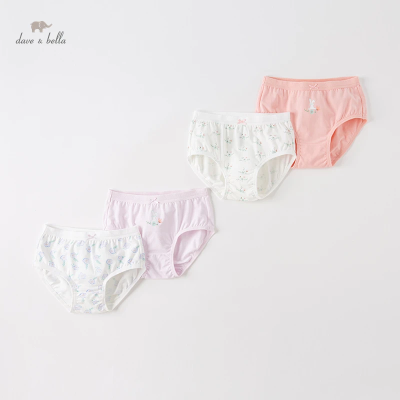 DK2235355 Dave Bella Kids  24M-13Y Baby Girls Fashion 2 Pieces One Set Cotton Casual Cartoon Letter Print Girl Panties