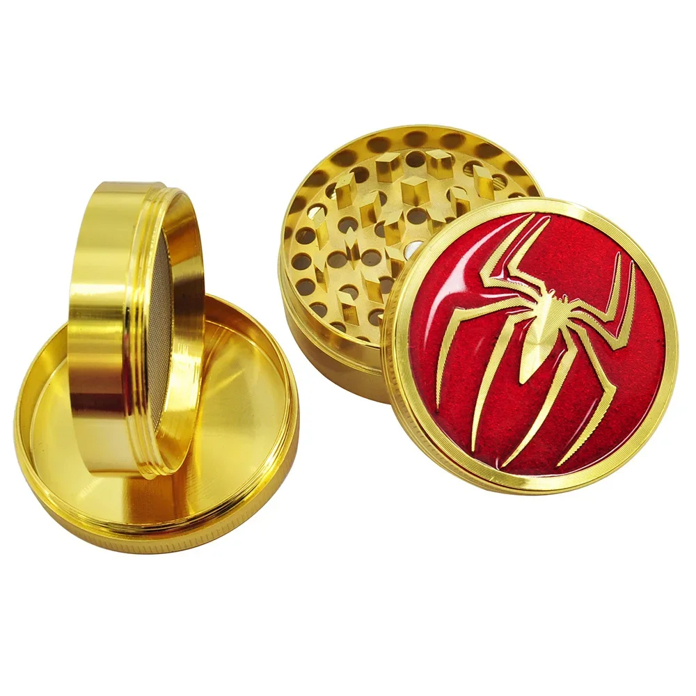 Zinc alloy smoke grinder 52mm spider gold four layer metal grinder