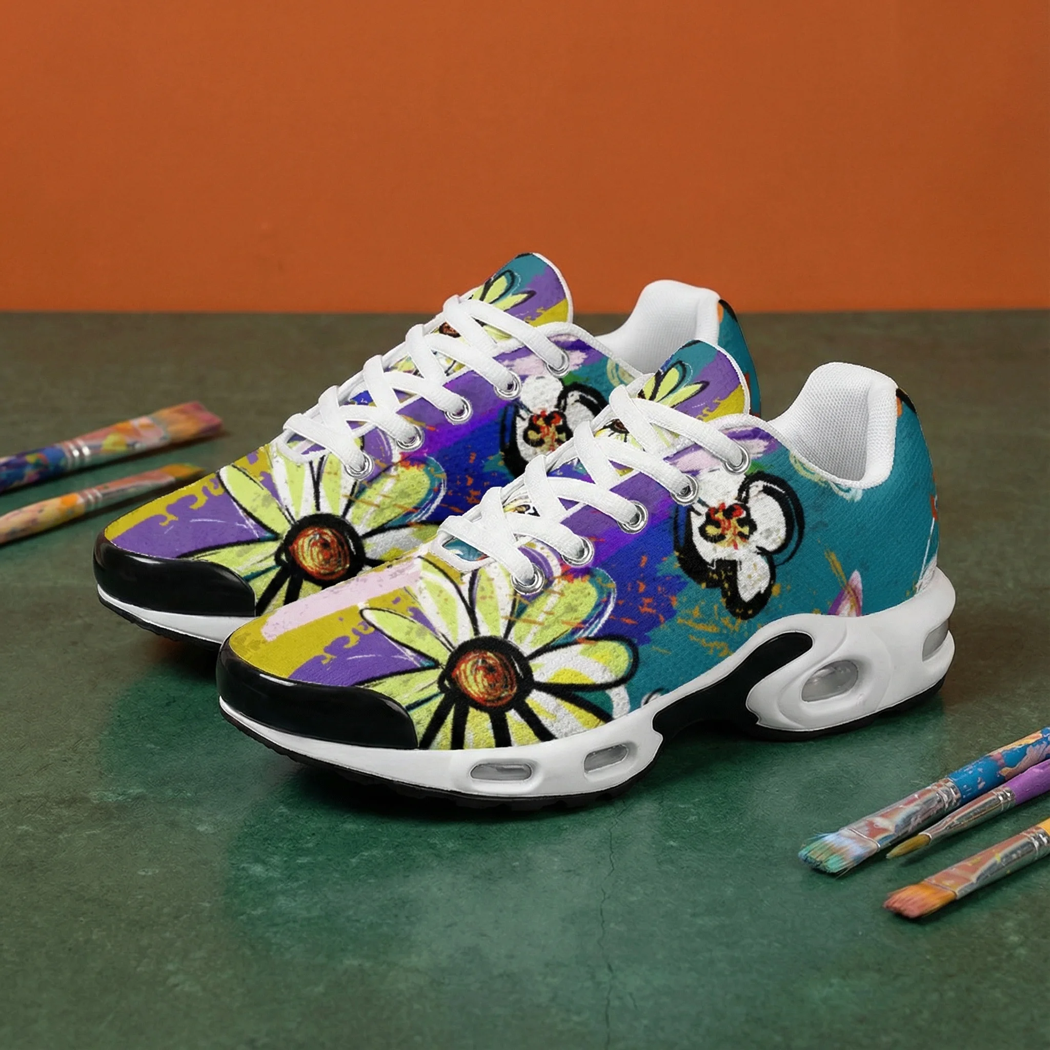 

Повседневная обувь с акварельной росписью и художественным принтом на воздушной подушке, спортивные кроссовки с дышащей сеткой для мужчин и женщин, спортивная обувь