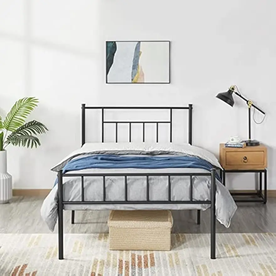 

e with Headboard and Footboard/Mattress Foundation/No Box Spring Needed/Under Bed Storage/Strong Slat Support, Black