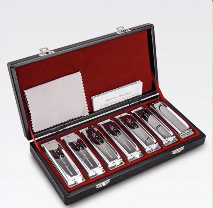 10 Hole A/B/C/D/E/F/G Silver Harmonica Musical Instruments