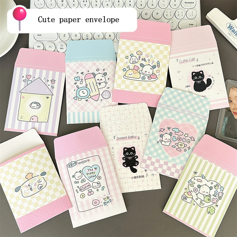 8.5x11cm Small Paper Envelopes Cute Cartoon Print Envelope Bag Photo Protection Bags Card Packaging Gift Envelope 100Pcs