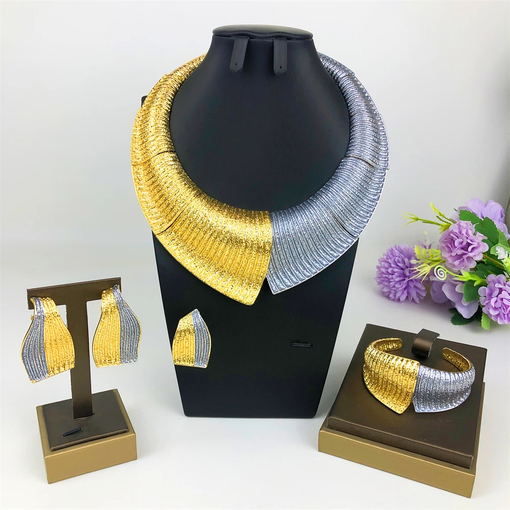 

ЗВЕЗДЫ Африканское ожерелье Серьги Набор колец Геометрический нерегулярный дизайн Женщины Ночной клуб Вечеринка Ювелирные изделия Подарок на годовщину свадьбы