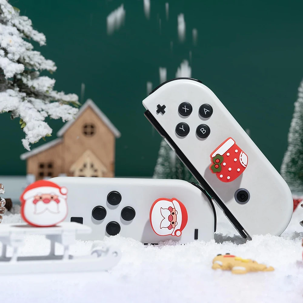 4 stücke Weihnachten Silikon analoge Daumen griff kappen kompatibel mit Nintendo Switch oled/Switch Lite/Switch Joystick Schutzhülle
