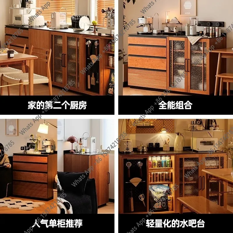 

Модульный приставной шкаф для столовой из массива вишневого дерева, японский ресторанный чайный шкаф, современная простота X