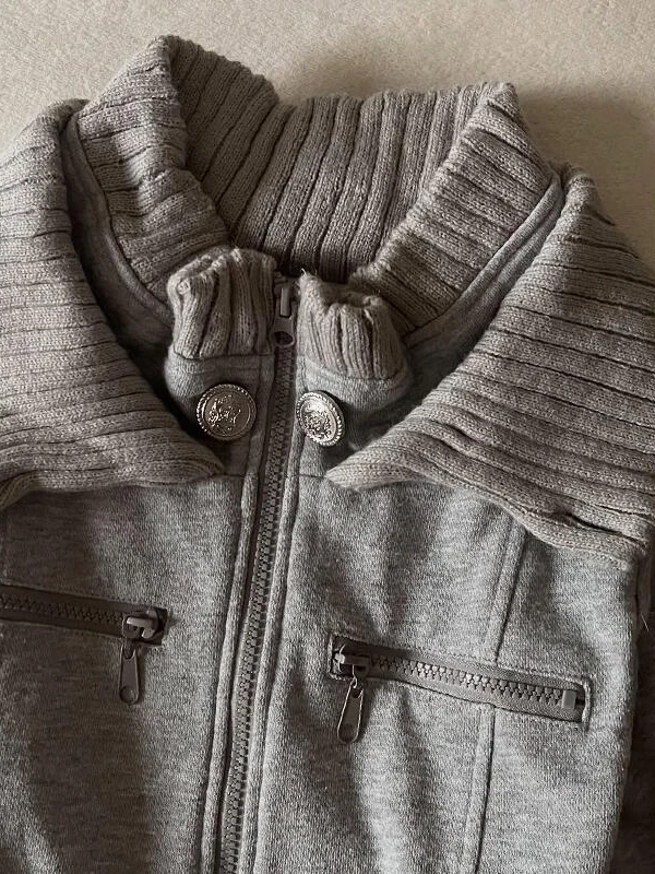 オリジナルアメリカンレトロアイカラースウェットシャツ Jaet レディース秋ヴィンテージマッチングトップトレンディコットンブレンドロングスリーブジッパー