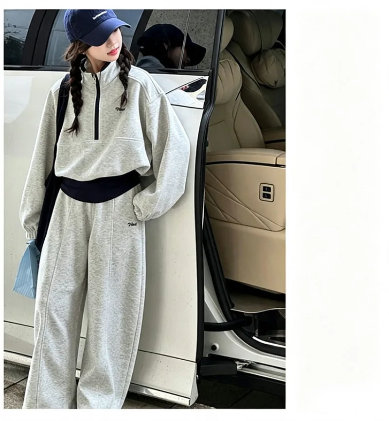 UNITIM Teenager-Mädchen-Zweiteiler-Set, Herbst, Kinder-Mädchen-Stehkragen-Sweatshirt, Trainingsanzug, lockere Sporthose für Kinder, Mädchen – Detail 17