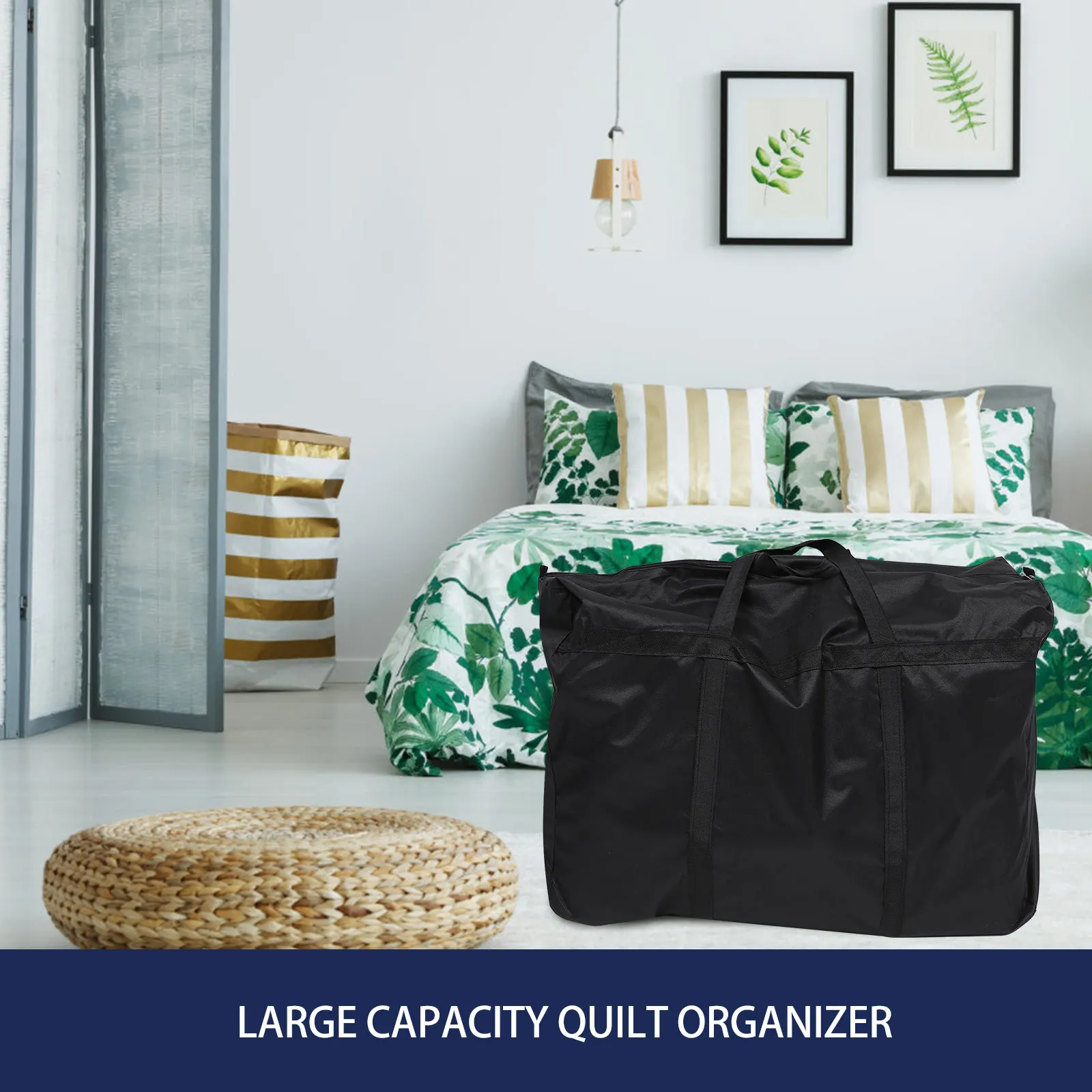 

1pc Oxford Cloth Storage Bag Large Capacity Waterproof For Quilt Pillow Clothes Dorm Storage Home Organization