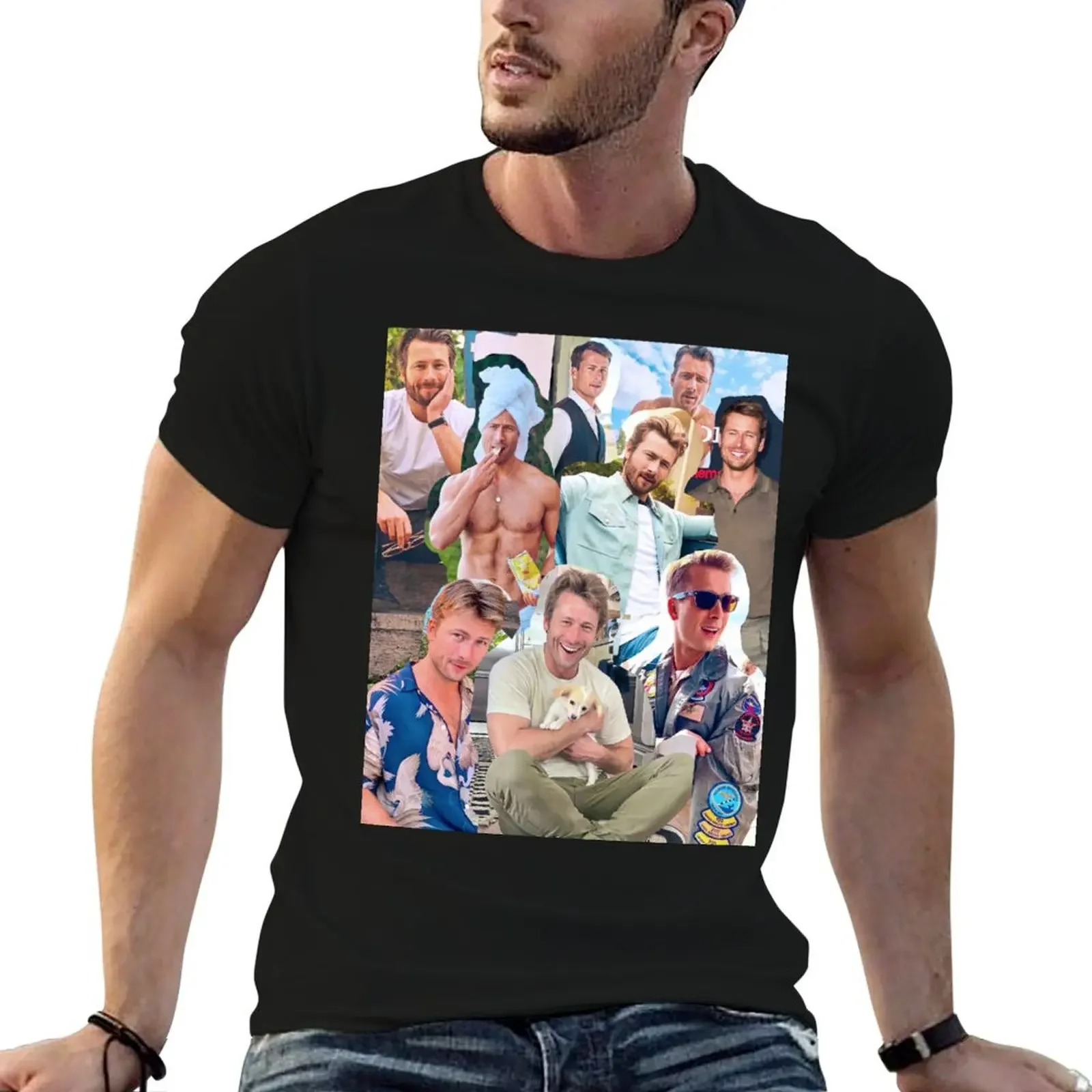 

Glen Powell photo collage T-Shirt shirts graphic tees man t shirt new edition T-shirt men