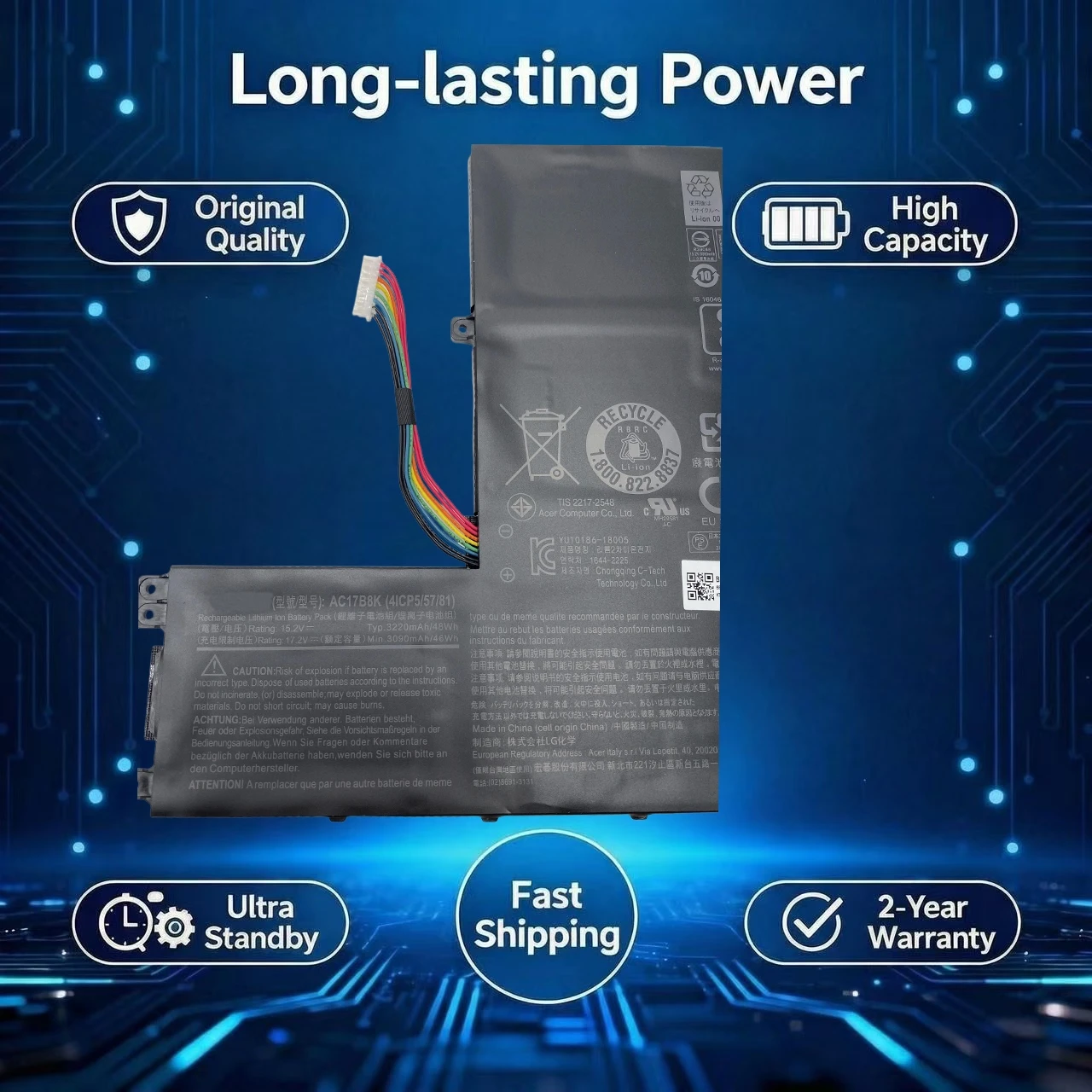 New Original AC17B8K Laptop Battery For Acer SWIFT 3 SF315-52-33KX F315-52-317K SF315-52G SF315-52G-51HV 52G-55UW KT.0040G.012