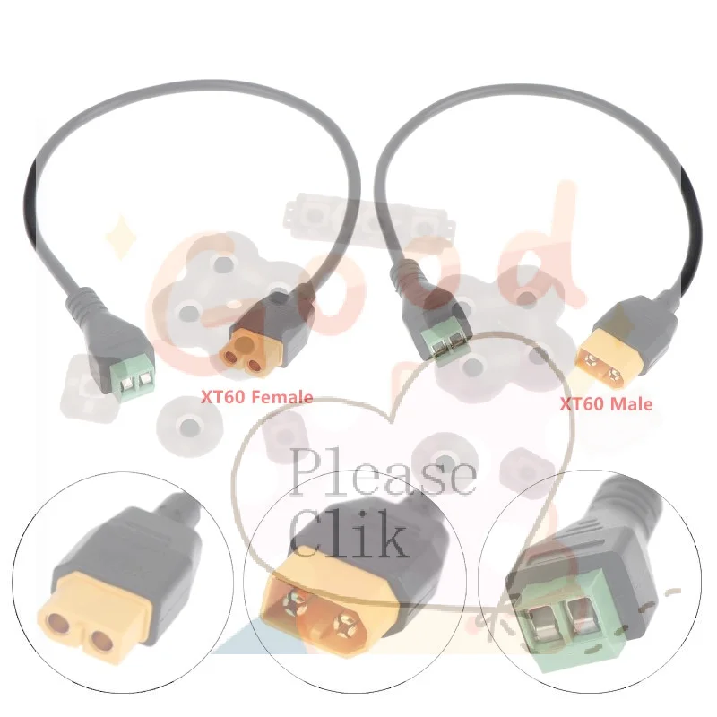 2-Pin Terminal Solderless To XT60 Male/Female Adapter Charging Connector For UAV Balance Charger Solar Panel Model Devices Cable