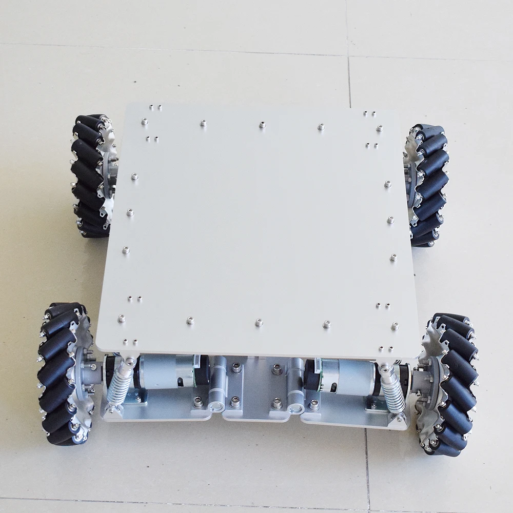 Kit de châssis de voiture Robot Mecanum 4WD, Absorption des chocs métalliques, charge 40KG-60KG, pour Arduino avec encodeur 24V, contrôle de vitesse du moteur
