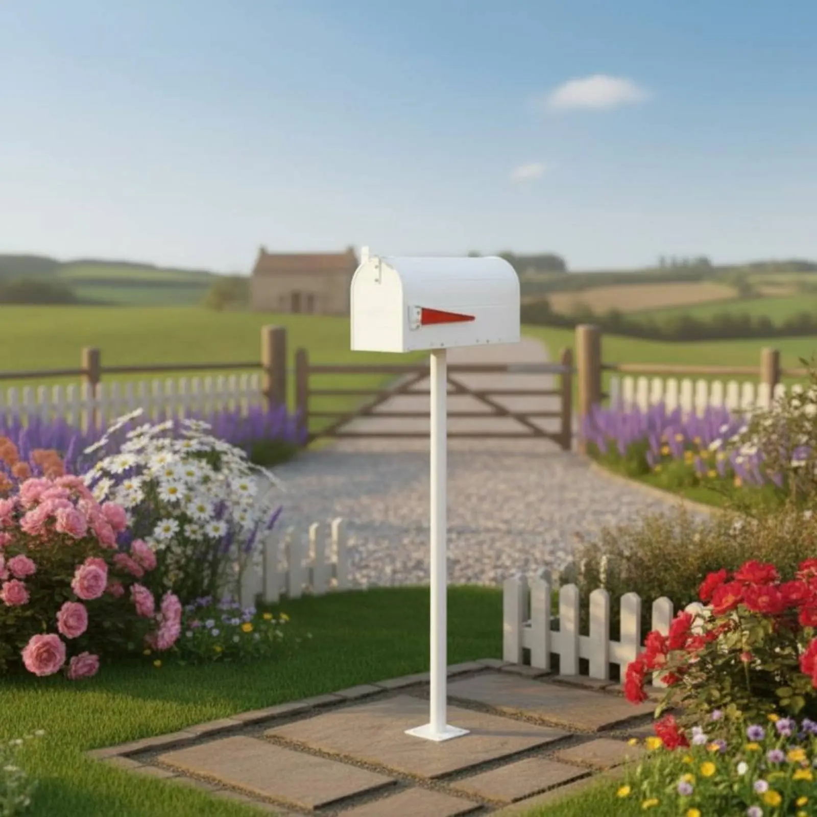 

Metal Mailbox Post Lockable Freestanding Mailbox with Post Residential Mail Receptacle with Stand Weather-Resistant for Garden