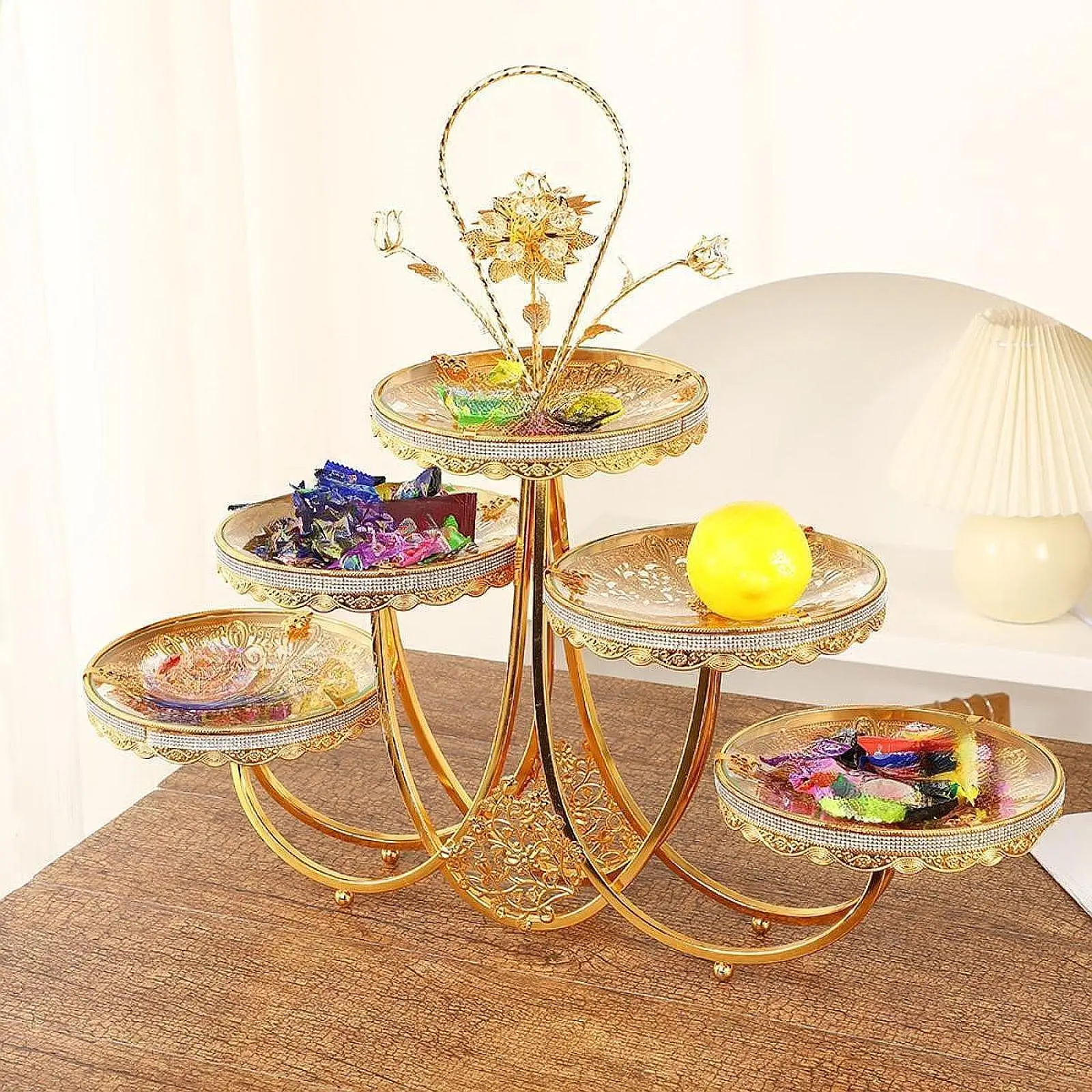 

Fruit Bowls 5 Tier Wedding Organizer Dessert Cake Holder Stand Party Holiday Decor Multifunctional Dried Fruit Fruit Platter