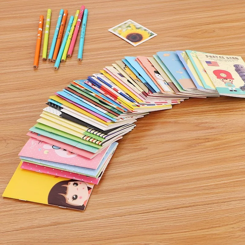 10 pcs/lot Creative Cute small Notebook Kawaii Cartoon Pupils Memo Notes Portable Diary Mini Notepad Student Prizes Stationery