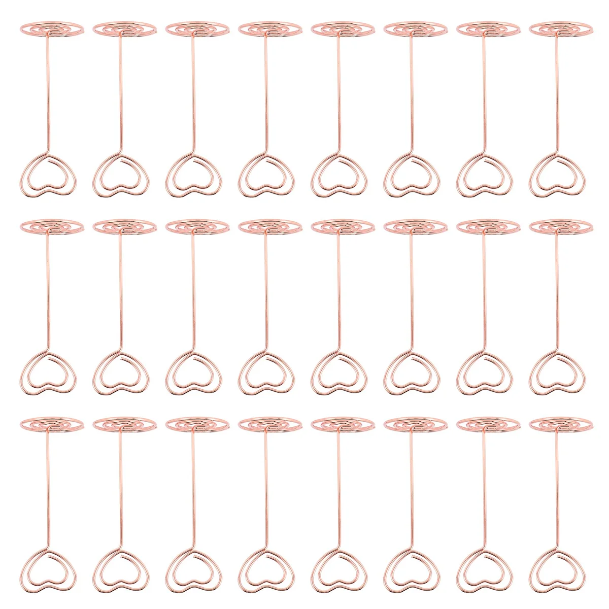 Porte-cartes en forme de cœur, porte-numéro de table, porte-numéro de table, clips de menu de fête, or rose, 24 pièces