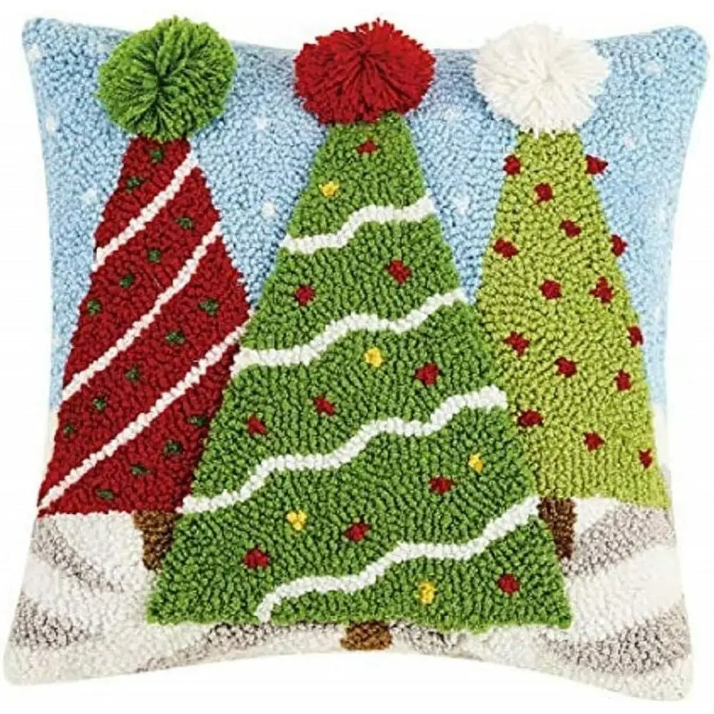 

14-дюймовая квадратная подушка ручной работы в форме елки с крючком для подвешивания