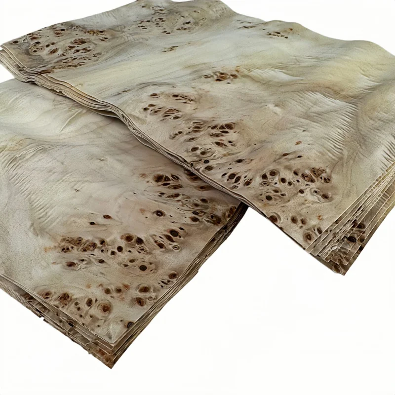 

2pcs 0.5mm Natural White Poplar Burl Wood Veneer, Bookmatched, Guitar Body Veneer, DIY Marquetry Veneer