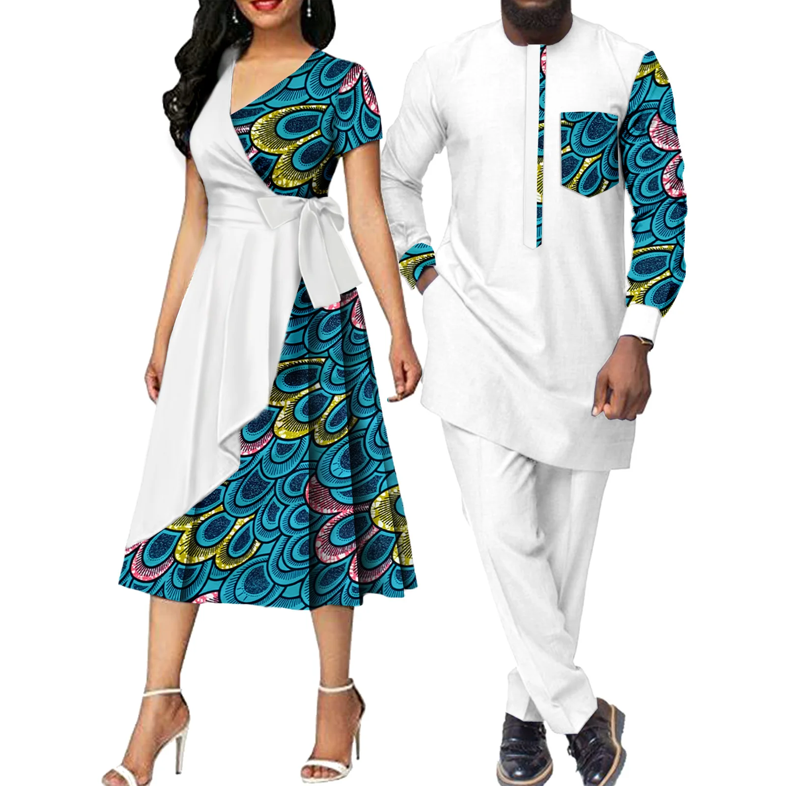 PCT & ALP-Vêtements de couple africains pour femmes et hommes, tenues assorties, ensembles de pantalons, robes de mariage Dashiki