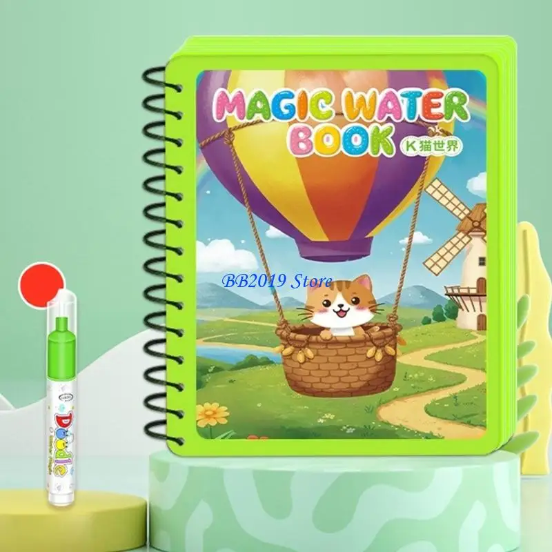 Q0KB książeczka do rysowania wodą wielokrotnego użytku dla dzieci wczesna nauka kolorowania zabawna magiczna książeczka