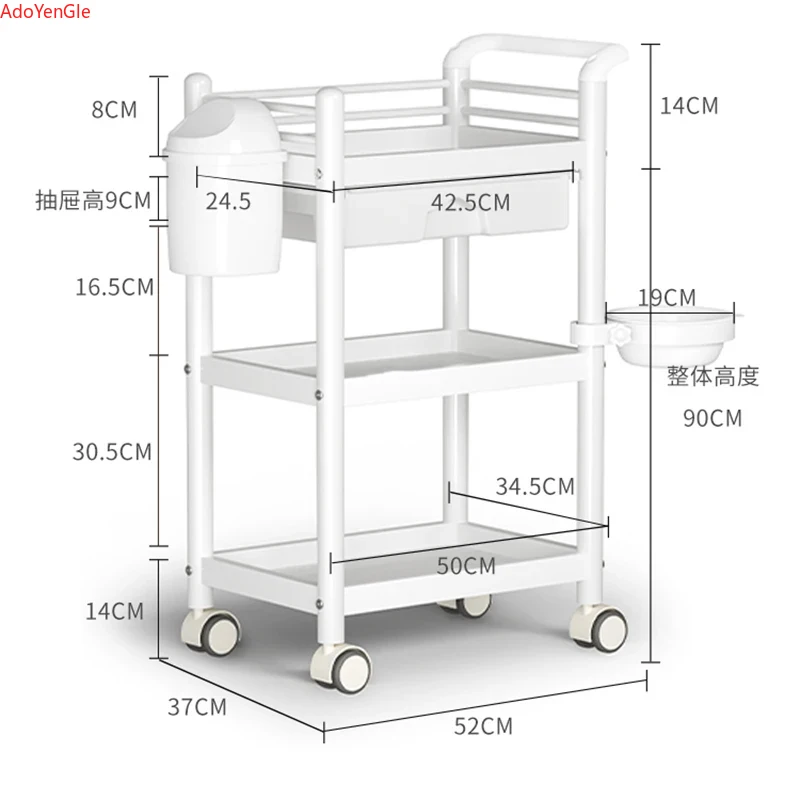 Simple Wrought Iron Salon Trolleys Multi-layer Rack Modern Salon Furniture Beauty Salon Creative Household Trolley with Wheels