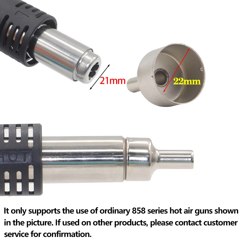 Imagem -02 - Bocal Universal Estação de Solda Estações de ar Quente Arma Bocais para 858d 858d Mais 8586 8858 Bocais de Soldagem Peças Lote 22 mm