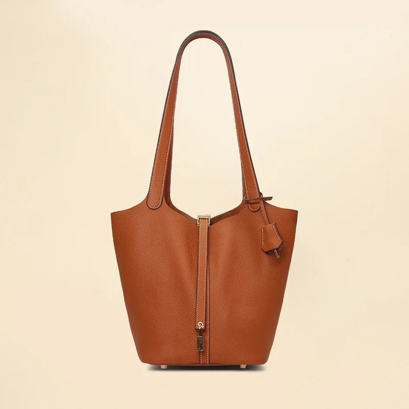 

Large Women's Bag Bucket Bags 26CM Tote Bag Handbag Women Designer Luxury Bag Geunuine Leather Shoulder Bag Hobo High End Winter