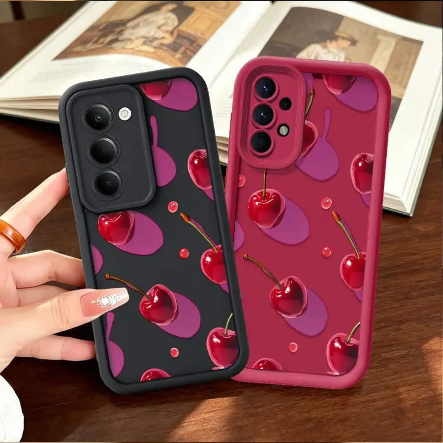 Cherry Pattern Case for Samsung Galaxy A14 A22 A15 A24 A13 A30 A11 A21s A12 A07 A16 A25 Phone Cover A05A73 A06 A36 A35 A17 A50