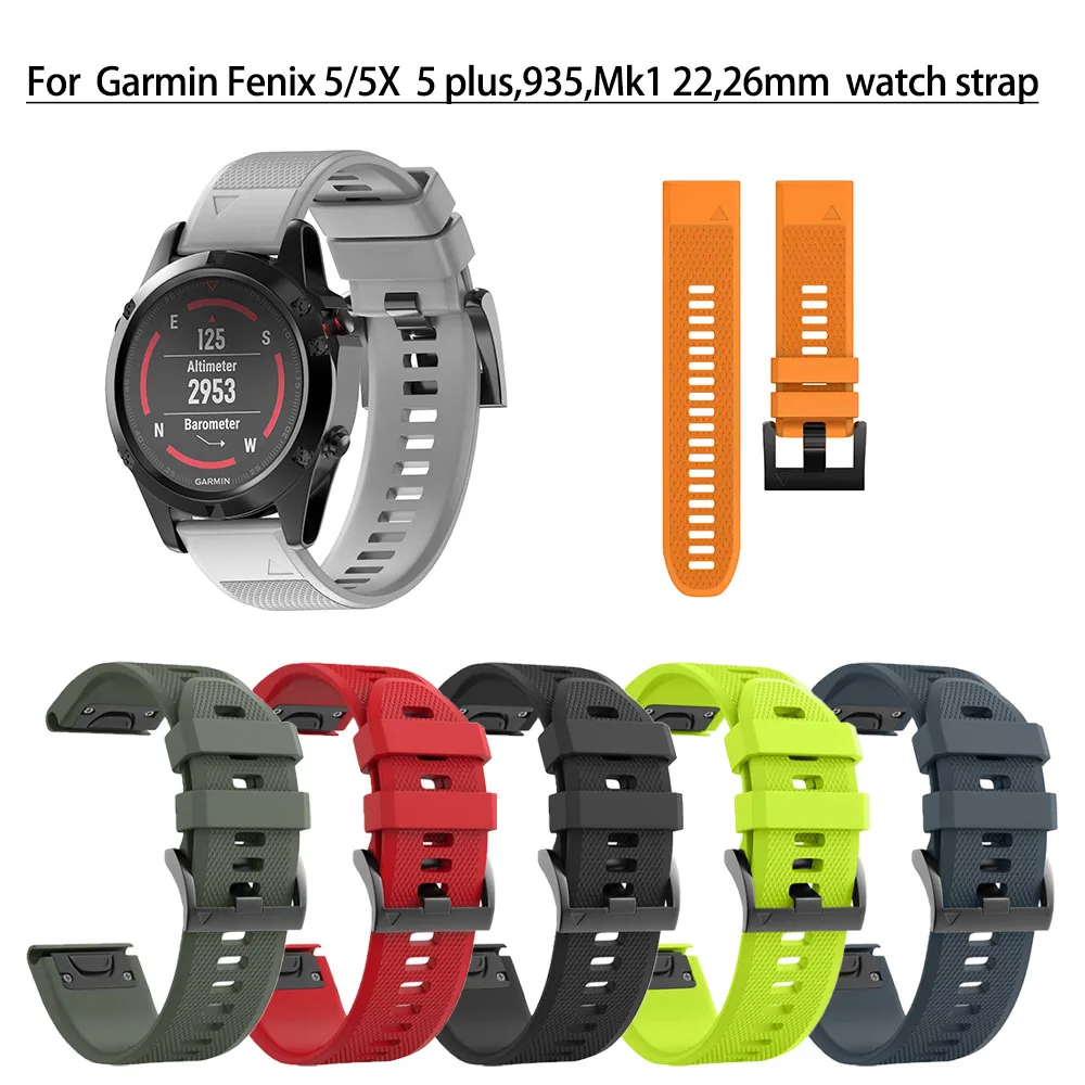 

22 26mm Silicone Strap for Fenix 5 5X Plus Smart Watch Bracelet Garmin Fenix 6X 6 D2 Mk Quick Release Rubber Wrist Strap