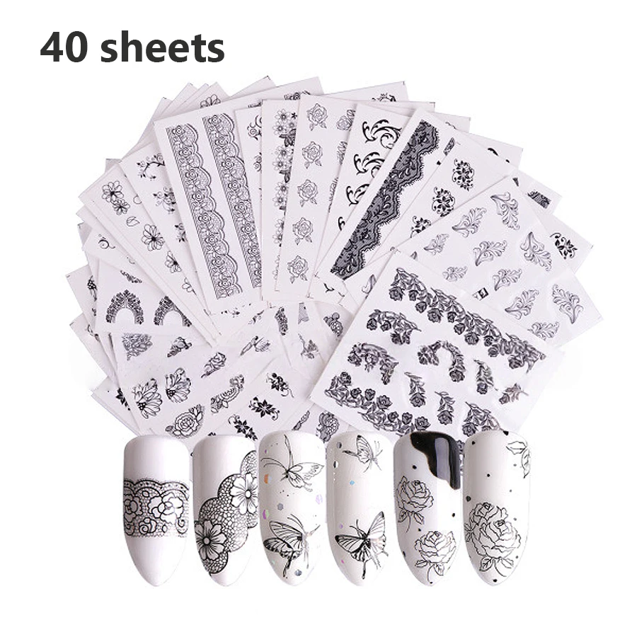 Buntes Nagelkunst-Aufkleberset mit gemischten Designs - DIY-Wassertransfer-Aufkleber mit Blumen, Schmetterlingen, Federn und Blättern für Nageldekoration – Detail 9
