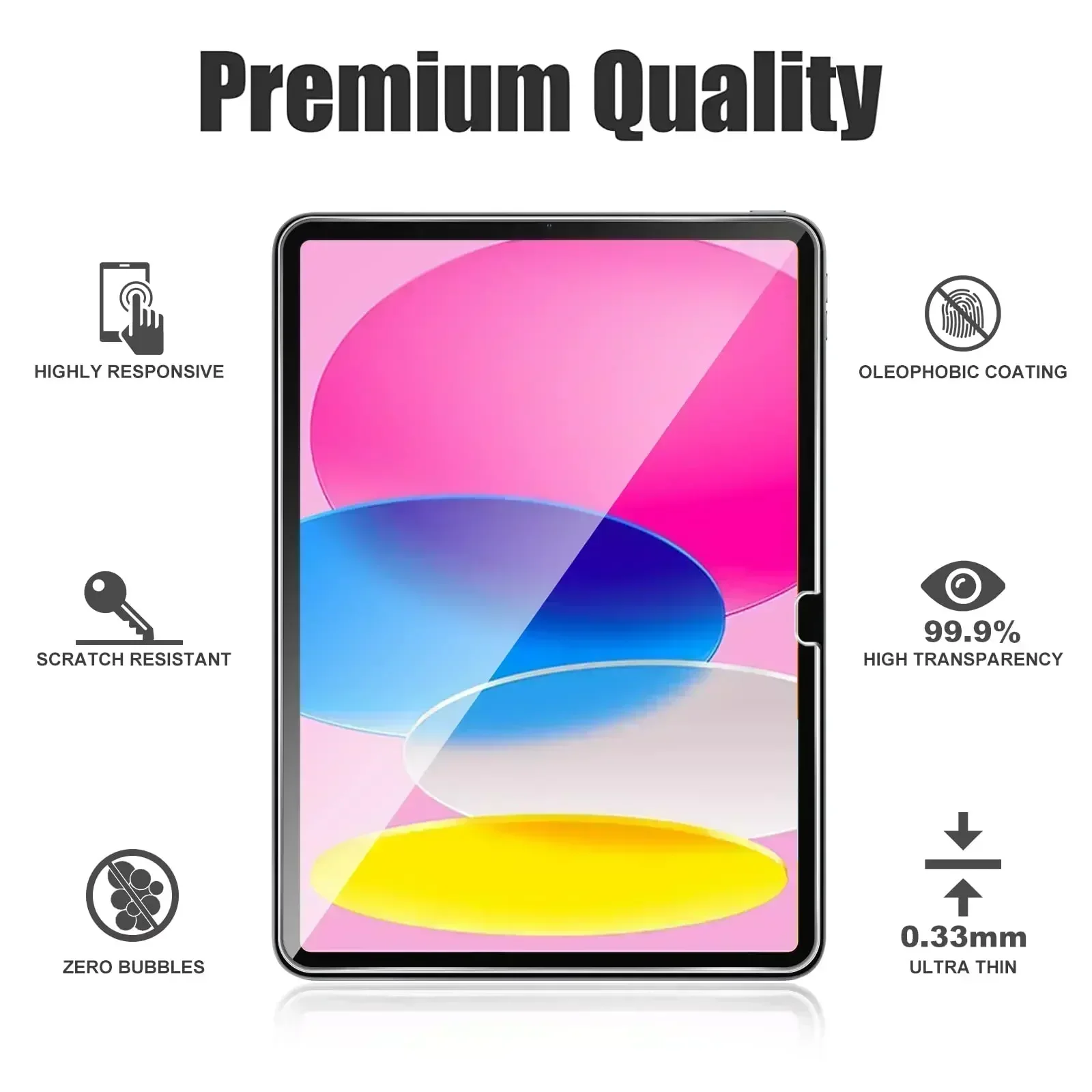 (3 paquetes) vidrio templado para Apple iPad 10 2022 10,9 10.a generación A2696 A2757 Protector de pantalla antiarañazos película para tableta