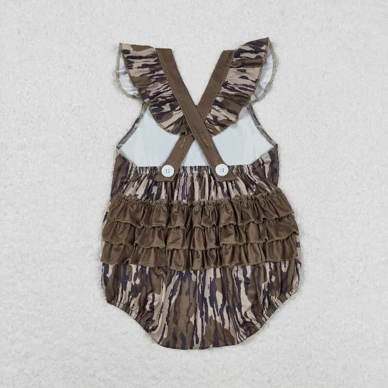 11.19y SR0929 Hot-selling summer baby girl rompers wholesale military green camo lace Romper