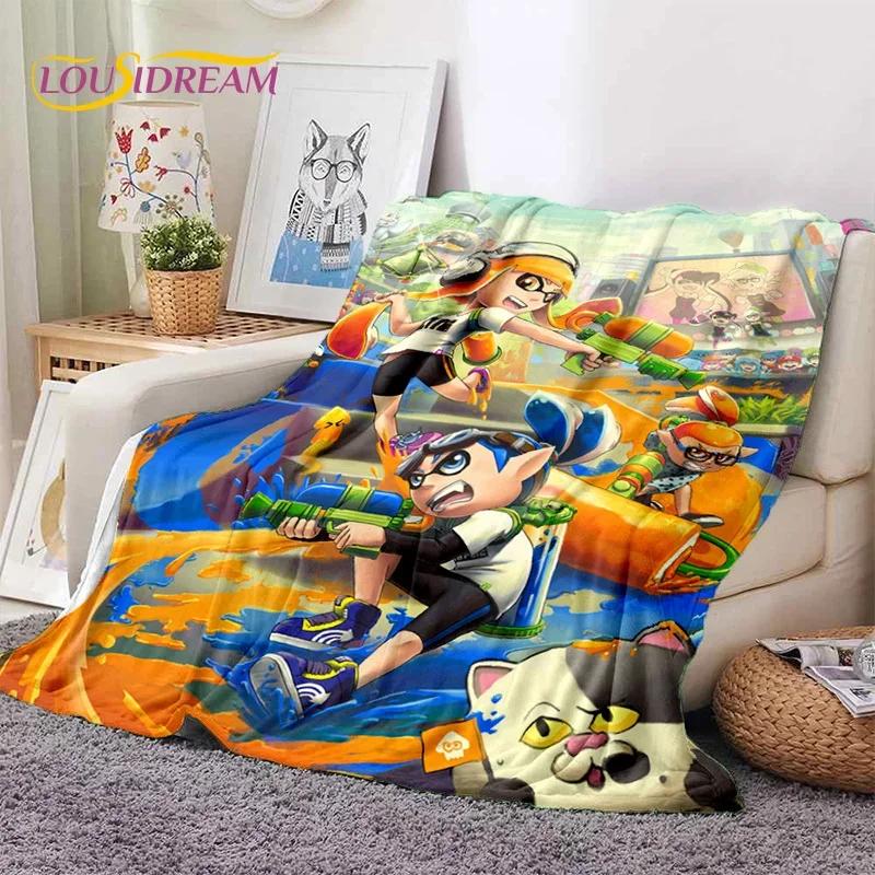 Splatoon3 PC Gamer Cartoon Game Soft Blankets,Keep Warm Throw Blanket Comfortable Blanket for Picnic Beds Sofa Home Bedroom Gift