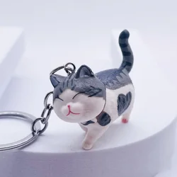 New Cartoon Cat Keychain Lovely Animal Pendant Keyring For Men Women Bag Charms Car Key Holder Accessories Student Funny Gifts