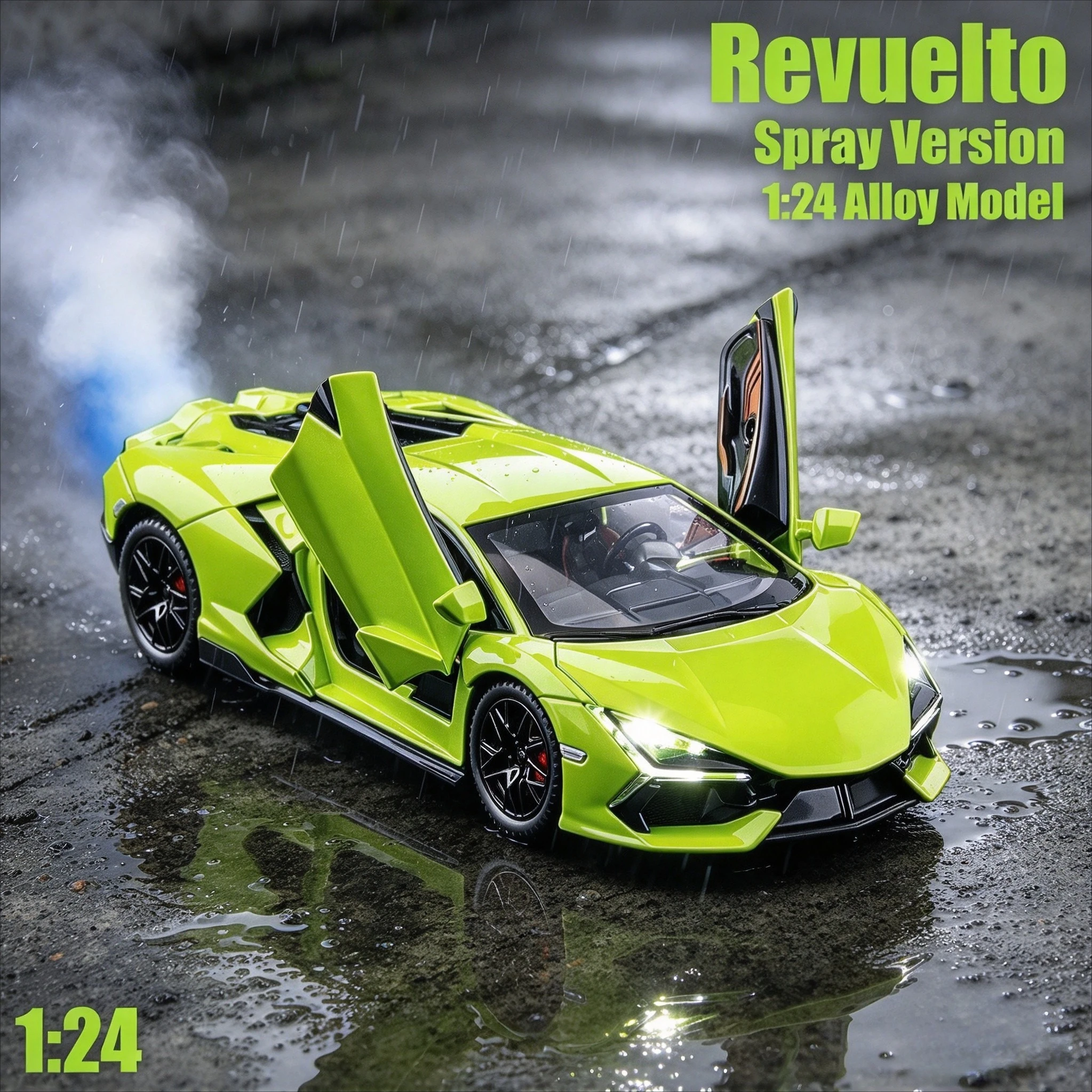 1:24 Revuelto Spray Version Simulation Alloy Car Model Sound and Light Effect Pullback Desktop Ornament Toy Gift