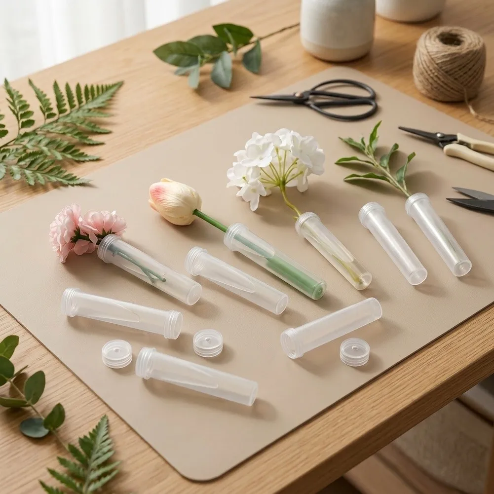 Plastic Flower Water Tubes 50/100 pcs Transparent with Cap for Fresh For Flowers Home Wedding Party Decoration