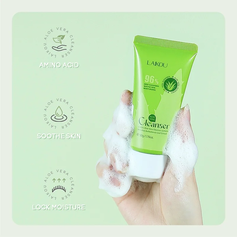 LAIKOU 96% Aloe Vera Cleanser Soothing Facial Wash Remove Acne Marks 50g