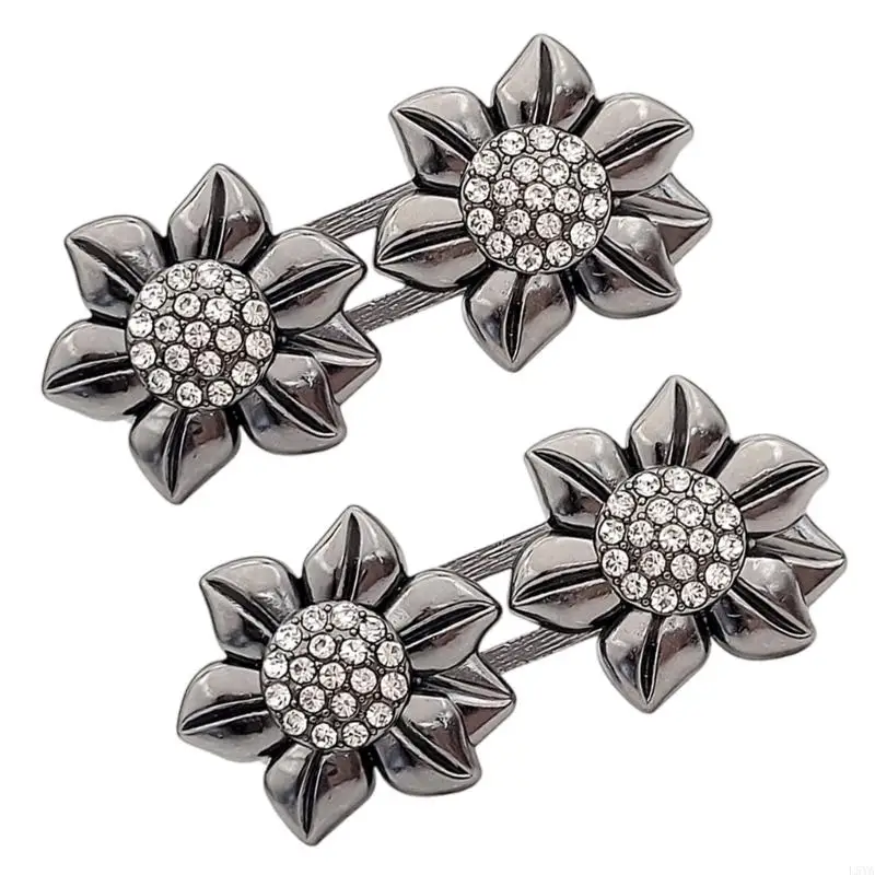 L5ya staccabile in lega lega Cincher Pulsante scintillante Crystal Flower Scap Closure NO Cucita Accessorio