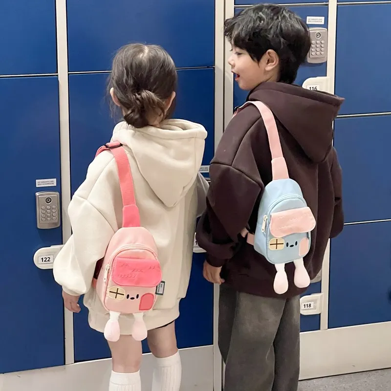 

Children's color-blocking large-capacity chest bag, cartoon-style casual small crossbody backpack for both men and women