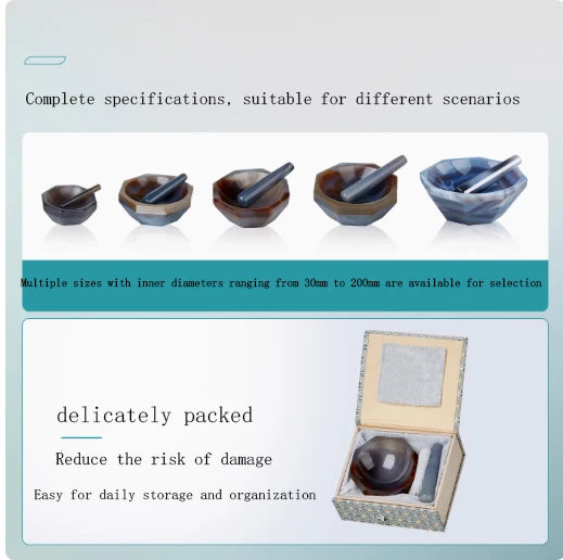 Premium A-Grade Natural Agate Mortar and Pestle 1-Year Warranty for Laboratory Testing Use