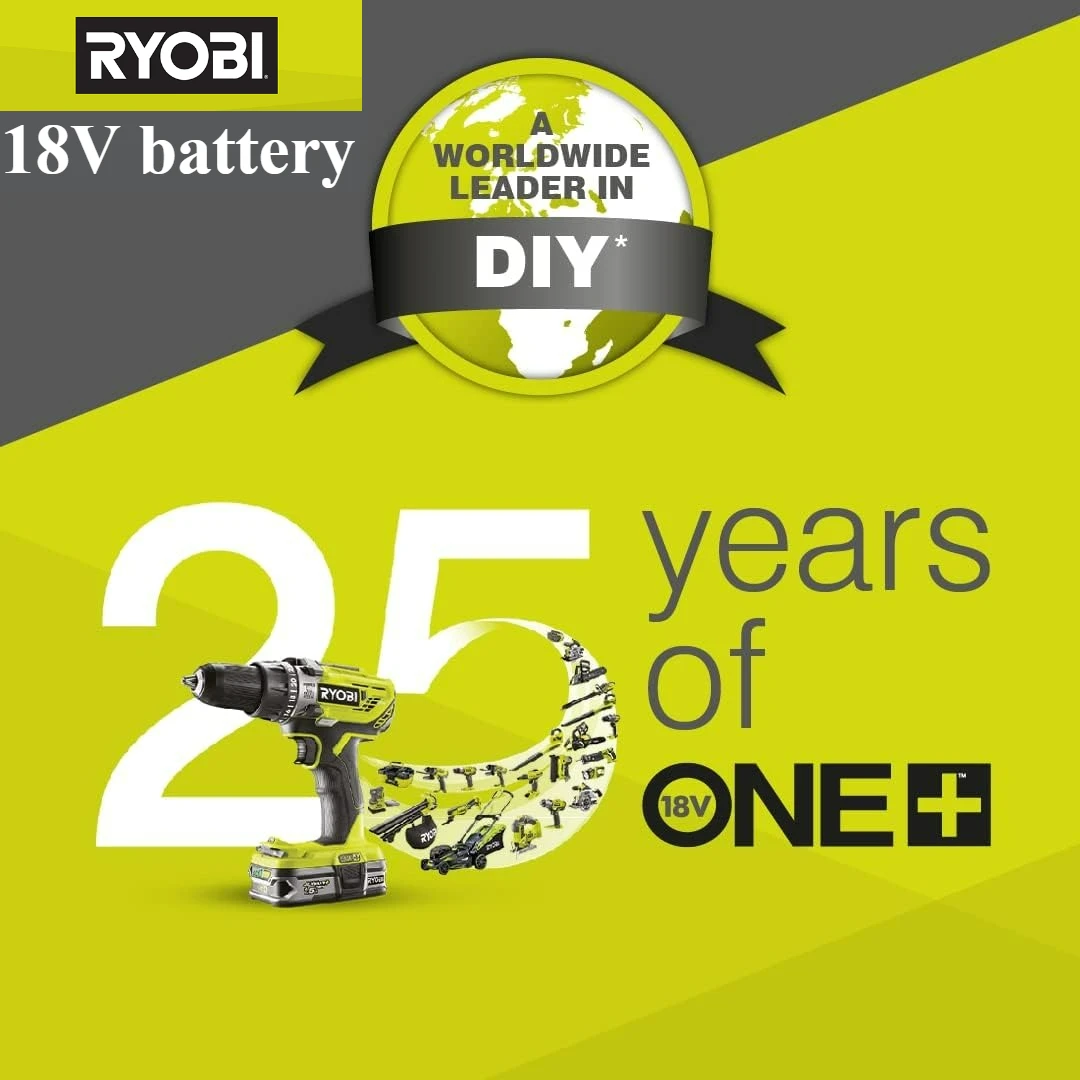 18 فولت 6.0Ah Ryobi One + بطارية احتياطية RB18L50 RB18L40 RB18L25 RB18L15 RB18L13 P102 P103 P104 P105 P106 P107 أدوات لاسلكية
